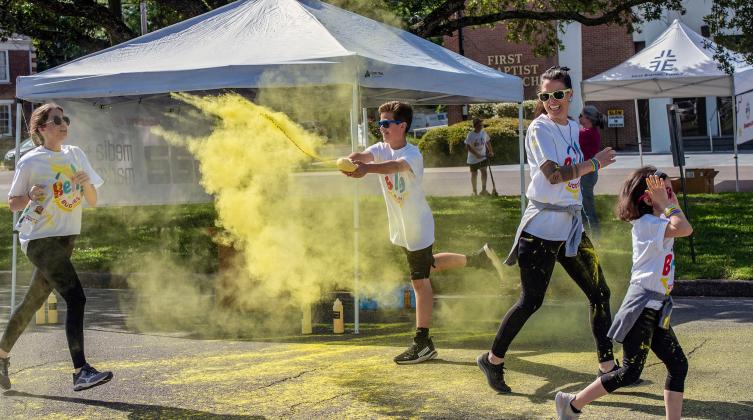 There were stations of color along the color fun run route down Park Avenue. 