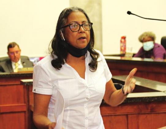 Jennifer Cravins questioned why she hasn’t been able to buy tax-delinquent property from the St. Landry Parish Government at Wednesday Parish Council Administrative-Finance Committee meeting. (Photo by Harlan Kirgan)