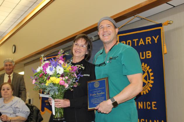 Paula “Pookie” Fuselier is the 2026 Rotary’s Administrative Professional recipient. She is pictured with her boss Dr. Monty Heinen.