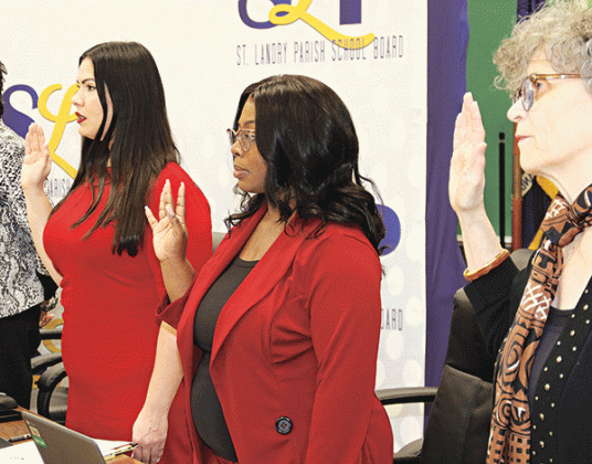 From left are St. Landry Parish School Board members Tiffany Nolan, Timmakah Hardy and Mary Ellen Donatto. Nolan, District 11, and Hardy, District 12, are newly elected to the Board.