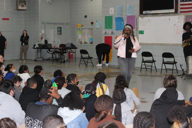 Morgane Prejean of Lafayette, poet and mistress of ceremonies.