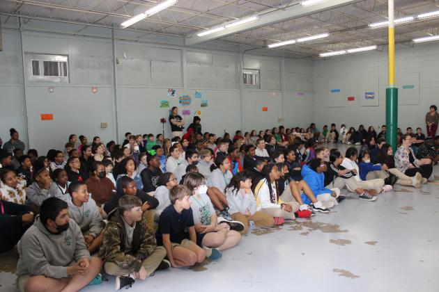 Sixth graders enjoyed a program by the group that performed dance skits and music geared to help youth to better understand situations faced at school and home in regards to school shootings, and other challenges.