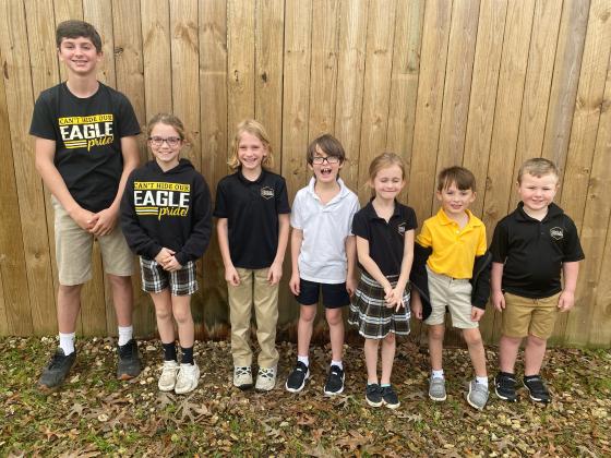 Eunice Christian Academy honored its Eagles of the Month for January. Students from left, are Dace Fuselier, Emerie Frye, Gabriel Frye, Jackson Fontenot, Adalyn Richmond, Rowan Lomas and Reid Richard. (Submitted photo)