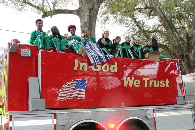 The Eunice High Spirit Team rode on a fire truck Saturday during the MLK parade.