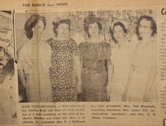 Eunice Bulb &amp; Blossom Garden Club officers, April 11, 1961