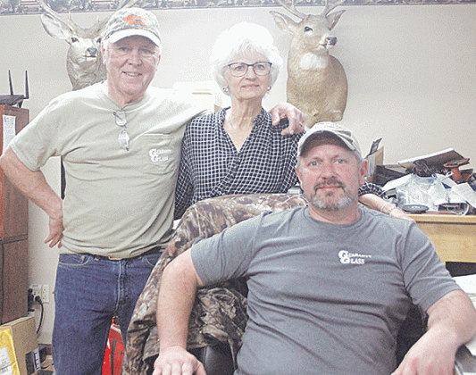 Standing, from left, are Richard and Carrol Lafleur, and seated is their son Chad. The three are owners of Guaranty Glass, with locations in Opelousas, Ville Platte, and Church Point. (Ville Platte Gazette photo by Tony Marks)