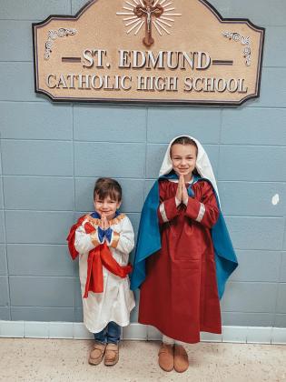 St. Edmund Saints during Catholic Schools Week are Dawson Fuselier and Ayda Fuselier.