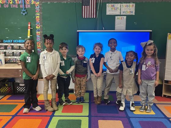 January Perfect Attendance students at Highland Early Learning Center were recently named. In Karen Fruge’s class those honored included Karson Anderson, left, Jayce Brooks, Josie Fruge, Leonidas Morreale, Adaleigh Smith, Ma’Liyah Williams, Daliyah Poindexter  and Tai’Ona Thomas.