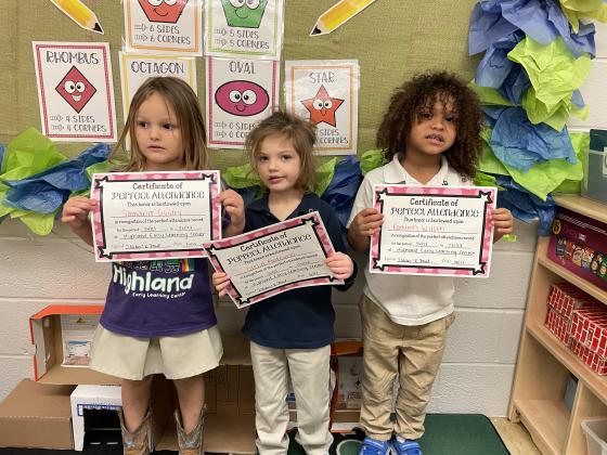 Tabitha Niles class at Highland earn Perfect Attendance