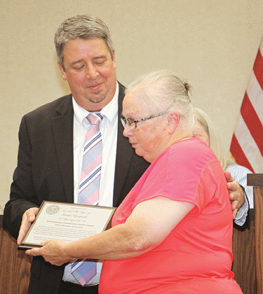 From left, are Mayor Scott Fontenot and Susan Gaspard.
