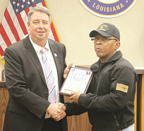 From left, are Mayor Scott Fontenot and Christopher Fontenot.