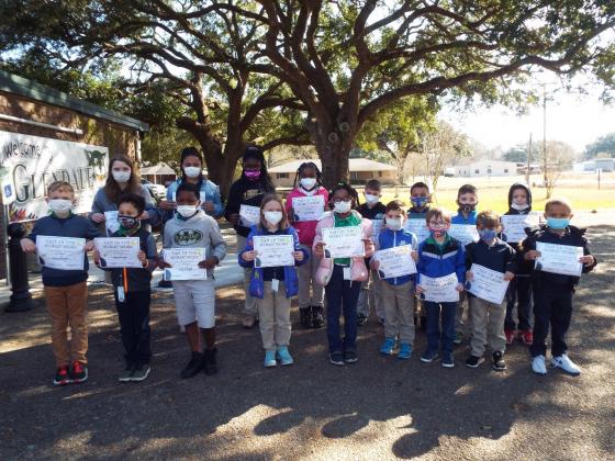Students of the Week for Feb. 7-11 at Glendale Elementary were recognized. In front, from left, are Ayden Phenice, Tristan Guillory, Caiden Batiste, Josslynn Ebers, Avery Aubrey, Hayden Hooter, Karter LeJeune, Arlo Miller and Karter Ceasar. In back, from left, are Gracie Winkler, Nylah Freeman, Aubrey Allison, Heavenly Murphy, Zachary Godeaux, Kason Edwards, Dominic Gutierrez and Aiden Cormier.