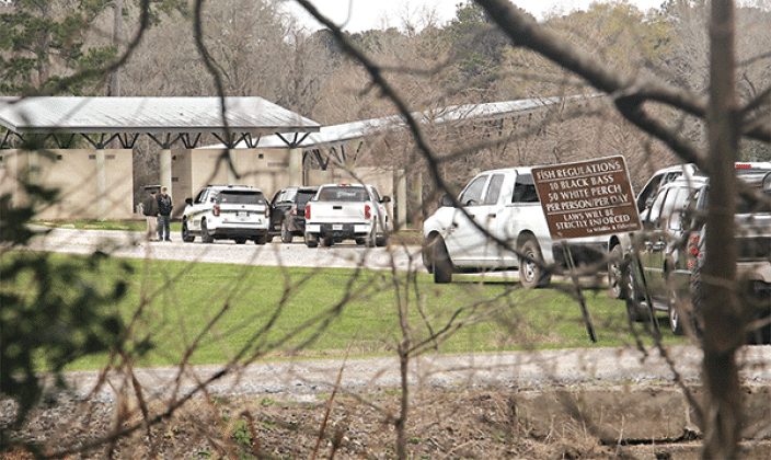 The Eunice City Lake was the focus of an intense search on Tuesday for a missing woman’s body, but the body was eventually found off La. 10 near Beggs. The investigation was led by the St. Landry Parish Sheriff’s Office. The search at the City Lake was from about 7 a.m. to 4 p.m. (Photo by Harlan Kirgan)