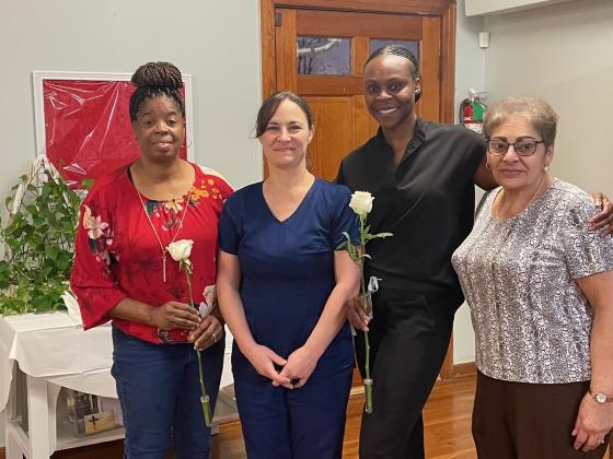 The Bulb &amp; Blossom Garden Club welcomed its newest members. From left are  Lessie Nichols, new member; Christie Spekschate, meeting hostess; Dr. Valentine Omoregbee, new member; and Donna Baltakis, club president. (Photos Submitted)