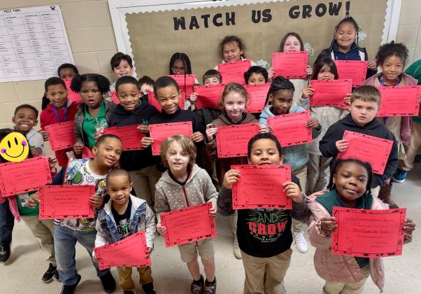 Perfect Attendance students at Eunice Elementary