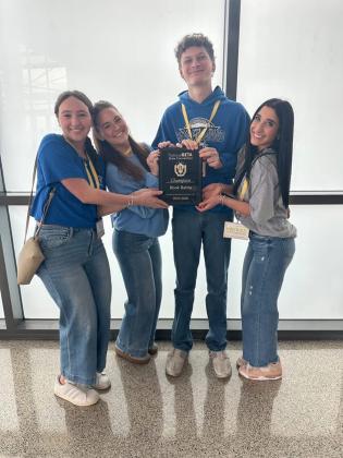 lacing first place in the Book Battle Reading Competition were Caroline Heinen, Stella Summerlin, Dane Fontenot, and Sophie LeBleu, and Caroline Heinen placed second in Psychology. From left are Sophie LeBleu, Stella Summerlin, Dane Fontenot and Caroline Heinen. (Submitted photo)
