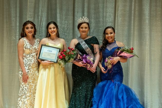 The contestants for the 2022 Miss LSUE Pageant included, Malena Guevera of Forest Hill, left, Julia Bearb of Eunice, the Queen Trumps; and Laila Hood of Jonesville.