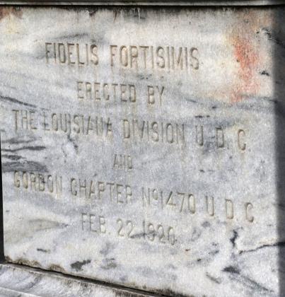 A detail from the Confederate monument on the St. Landry Parish Courthouse grounds. (Photo by Harlan Kirgan)
