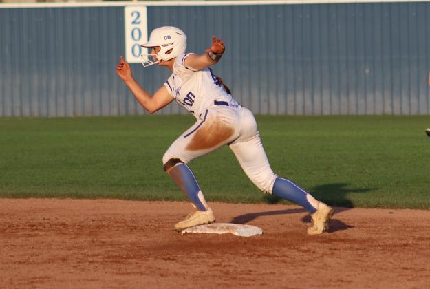 St. Edmund Lady Jays defeated Church Point Tuesday. Pictured is Maddie Evans leaving second base. (Photo by Emma Myers)