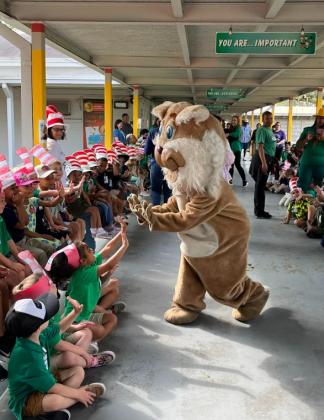 Eunice High mascot Bruiser was part of Highland's Dr. Seuss birthday celebration