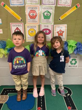 Tabitha Niles’ students at Highland Early Learning Center were named Perfect Attendance for February. From left, are Kayne Sittig, Sumaria Guidry and Ofelia Ardeano.