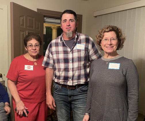 Justin Fuselier was the guest speaker at the Bulb &amp; Blossom Club’s February monthly meeting. From left, are Donna Baltakis, vice president &amp; hostess, Justin Fuselier, of Coastal Prairie Farm, and Celeste Gomez, president.