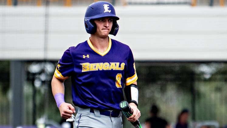 Milo Obradovich comes back to the dugout after scoring a run on Saturday. (Photo by Travis Webb)
