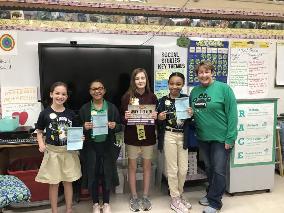 Vanessa Cormier's class, rom left, Natalie Ortego, Kinsley Johnson, Joslyn Bertrand and Kristen Semien. Not pictured Cullen Babineaux, a fourth grader in Annetta Papillion’s class . (Submitted photos)