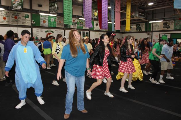 There was plenty of dancing going on Friday morning at Eunice High School as students and staff celebrated the annual Renaisance Pep Rally. The theme of the program was Disney Characters and Movies. (Photos by Myra Miller)