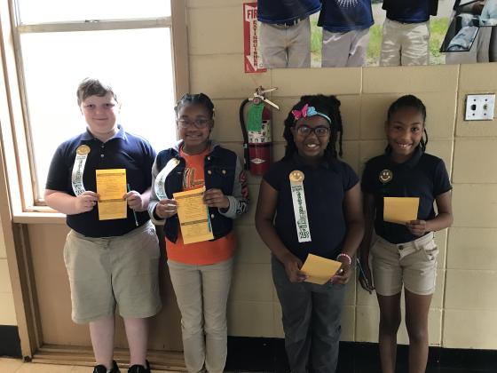 Top AR students at East Elementary were recognized. From left, are Mason Chaddick, fourth grader, Krislynn Thomas, fourth grader, Aaliyah Robinson, second grader, and Adalyn Thomas, second grader.