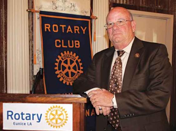 Eunice Police Chief Randy Fontenot spoke Wednesday to the Eunice Rotary Club. (Photo by Myra Miller)