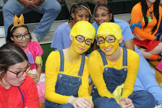 Eunice High seniors Reagan Fruge and Grace Bihm at Friday’s Renaissance Pep Rally.