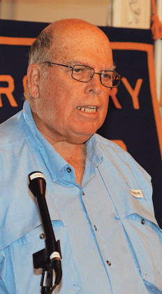 Dr. Malcolm Vidrine speaks about the Cajun Prairie to the Eunice Rotary Club on Wednesday. (Photo by Harlan Kirgan)