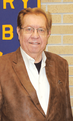 Acadia Parish rice farmer and leader Jackie Loewer talked about rice at the Eunice Rotary Club meeting. (Photo by Myra Miller)