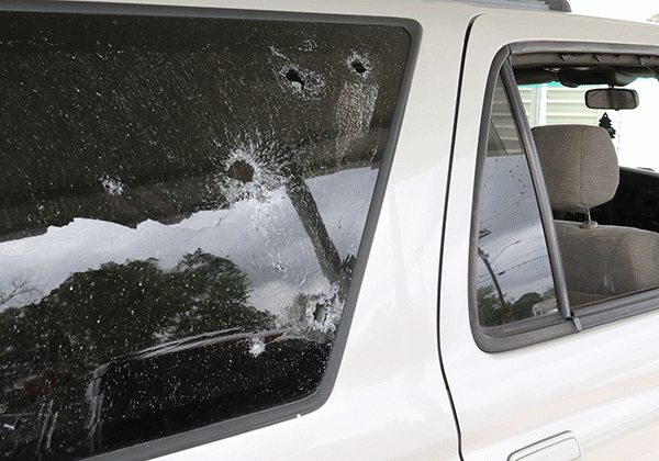 Bullet holes in the 4Runner.