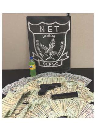 “A traffic stop for a violation was done and the driver, James Price III stepped out of the vehicle with a pistol protruding from his waist.  The firearm, a Glock Model 20, 10mm, had a modified trigger, known as an FRT (forced-reset trigger).  This modification allows the user to fire the gun as fast as a fully-automatic pistol. A probable cause search was made and the following items seized: 12 oz. of suspected promethazine, 1 – Glock Model 20 10mm pistol with FRT, and $ 7,895.00 in U.S. currency.”