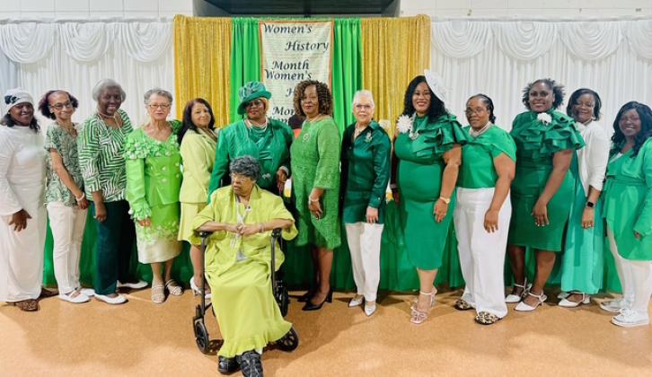 Members of the National Association of University Women, Inc., Eunice Branch observed National Women in History Month by paying tribute to women in the community that go above and beyond. From left are, Henrietta Dupre’, Wanda Faulk, Carolyn Baldwin, Betty Jordan, Gloria Malbrough, Denise W. Antoine, Woman of the Year; Betty Wilkinson, NAUW Inc. National President; Mary Gothe, South Central Sectional Lay Leader; Shelsy Williams, Eunice Branch president; Kiana Fontenot, Rochelle Milton, and Chiquita T. Domin