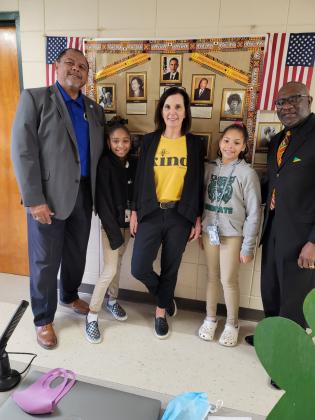 Special guests and speakers were at Eunice Elementary during Black History Month. From left, are Alsandor, Za’riah Edwards, Student of the Year; Dupre, Kia Broussard and the Rev. Allen Ben.