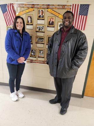 Mary Ann Dupre, principal at Eunice Elementary, is with the Rev. Germain Tezeno of True Light Baptist Church, during a recent activity during Black History month.