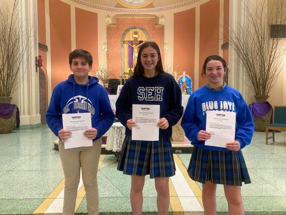 St. Edmund students participated in the VFW Patriot's Pen Writing Contest.