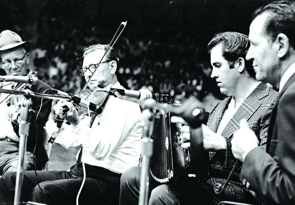 Performing at the Blackham Coliseum in a 1974 concert, from left, are Varise Conner, Lionel Leleux, Marc Savoy and Don Montoucet. The concert was the beginning of Festivals Acadiens et Créoles in Lafayette. (Submitted photo)