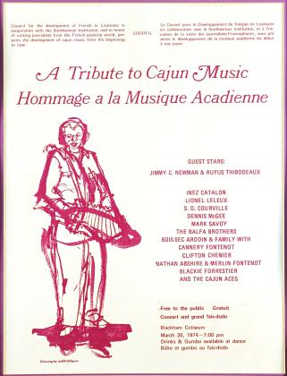 The program for the 1974 concert, which was intended to entertain French-speaking journalists. This year’s Festivals Acadiens et Créoles is scheduled Oct. 11 to 13 in Lafayette.