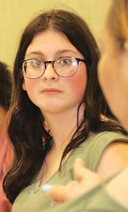 Hannah Beth Standridge, a Leonviille Elementary School student, at Tuesday’s St. Landry Parish School Board committee meeting. (Photos by Harlan Kirgan)