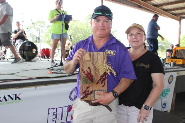 In the Showmanship/Decoration Clubs/Organization category DBC (Dynamic Building Concepts) won first place. From left are Doug and Jenifer Schysm of Ragley.