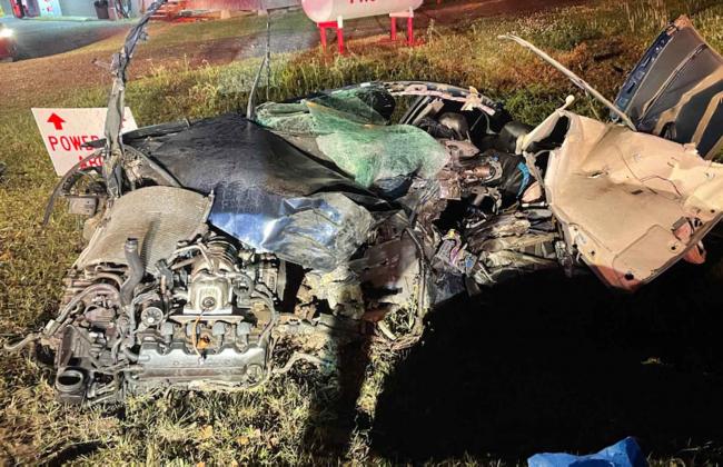 A 25-year-old Honduran man died when the 2010 Honda Civic he was driving collided head-on with a party bus on U.S. 167 near Earl Deville Road at about 8 p.m. Friday, according to Turkey Creek Police. (Photo courtesy of Turkey Creek Police)