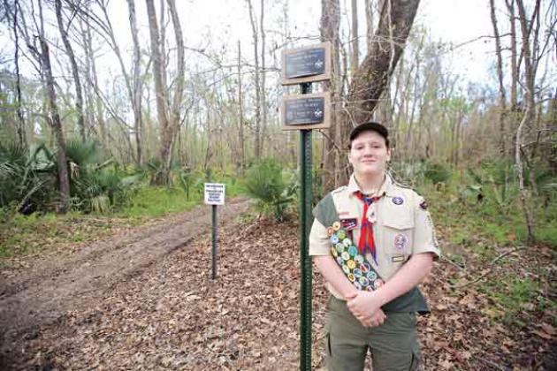 Corbin Marks, from Troop 51 in Opelousas, refurbished the Sherburne WMA Nature Trail for his Eagle Scout project. (Submitted photo)