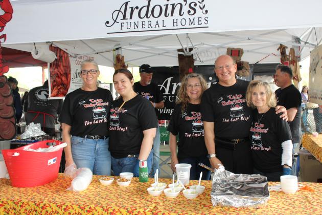 The Cajun Undertakers (Ardoin’s Funeral Home) crew serving in their booth. From left are Alicia Lagrove, Marilyn Hackney, Ernie Deloach (in back), Donna Richard, Stephen Richard and Kathy Suire.