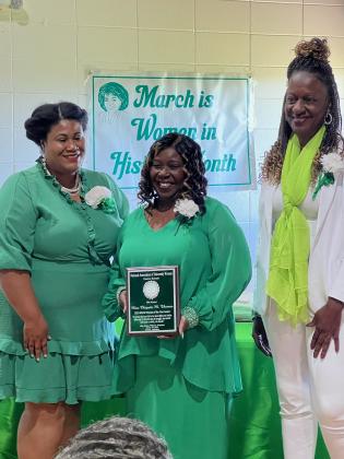 Chiquita Thomas is the 2023-2024 NAUW Woman of the Year. Thomas was honored during a recent event. From left, are Shelsy Williams, branch president; Thomas, recipient; and Patricia Harrison, a recent NAUW Woman of the Year recipient. (Submitted photos)