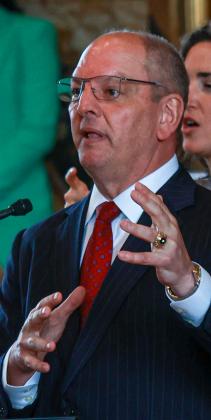 Gov. John Bel Edwards spoke to both the House and Senate at the start of what is expected to be the last legislative session of his eight years in office. (Photo by Francis Dinh/LSU Manship School News Service)