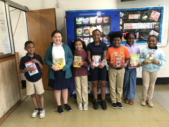 ‘On a Roll’ East Elementary students were honored. From left, are Holden Hilts, Aubrey Miller, Nyla Gonzales, Harmoni Savoy, Travis Reed, Rhylee Vallae and Syria Fredrick.